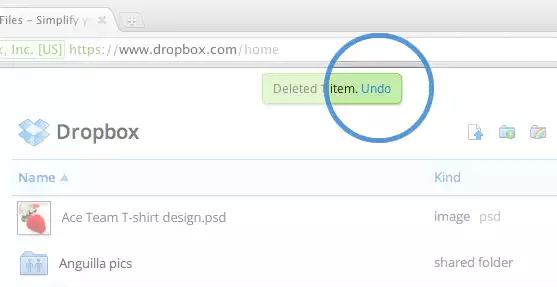 dropbox undo